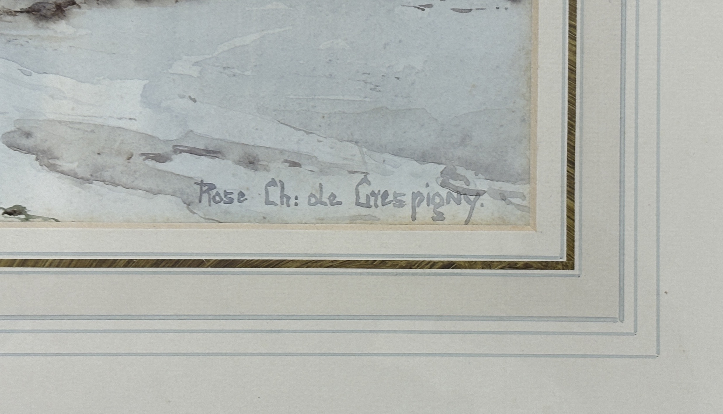 Rose Champion de Crespigny (1859-1935), watercolour, 'A Stretch of Wet Sand', signed, 11.5 x 50cm